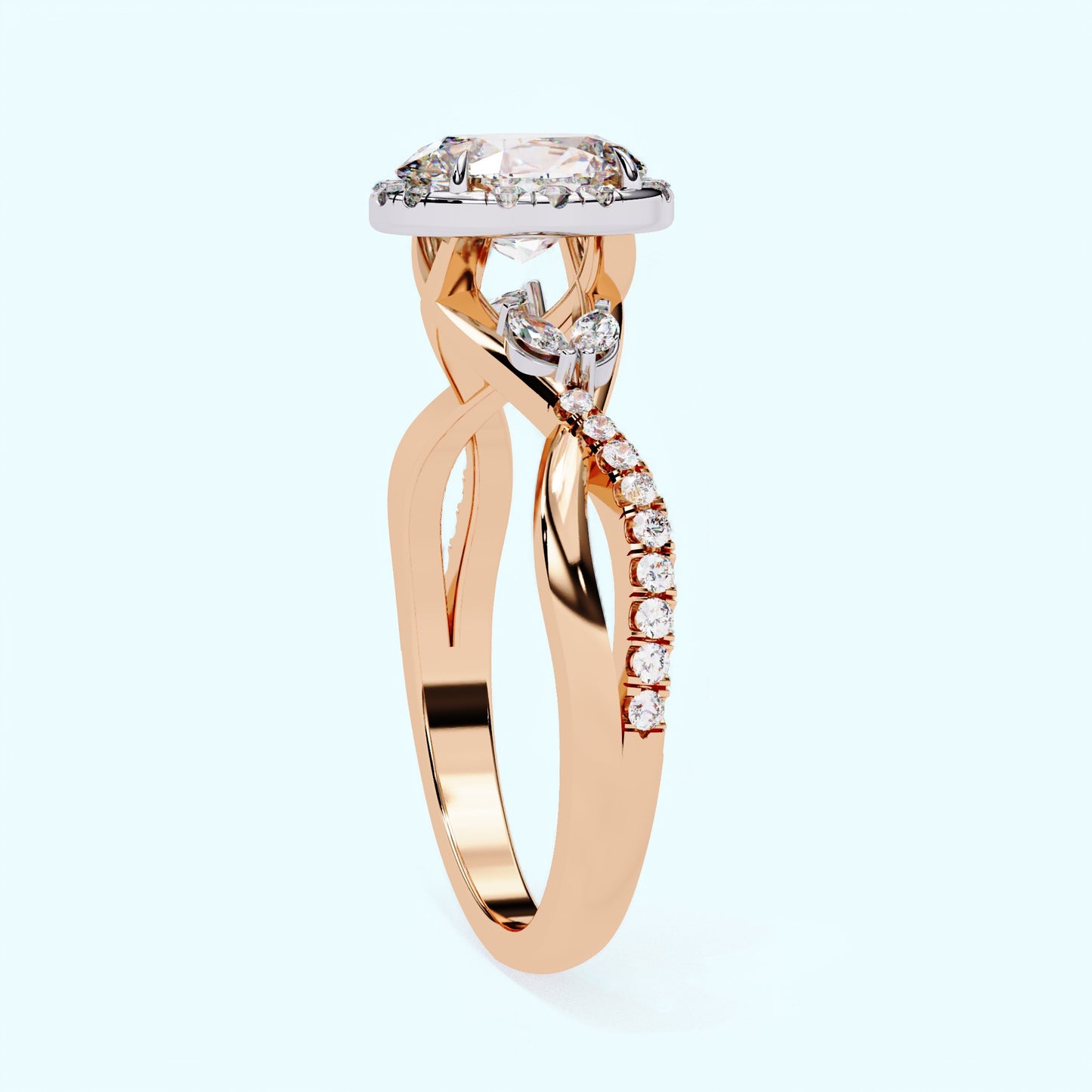 Elysian Bloom Oval-Cut Lab-Grown Halo Ring